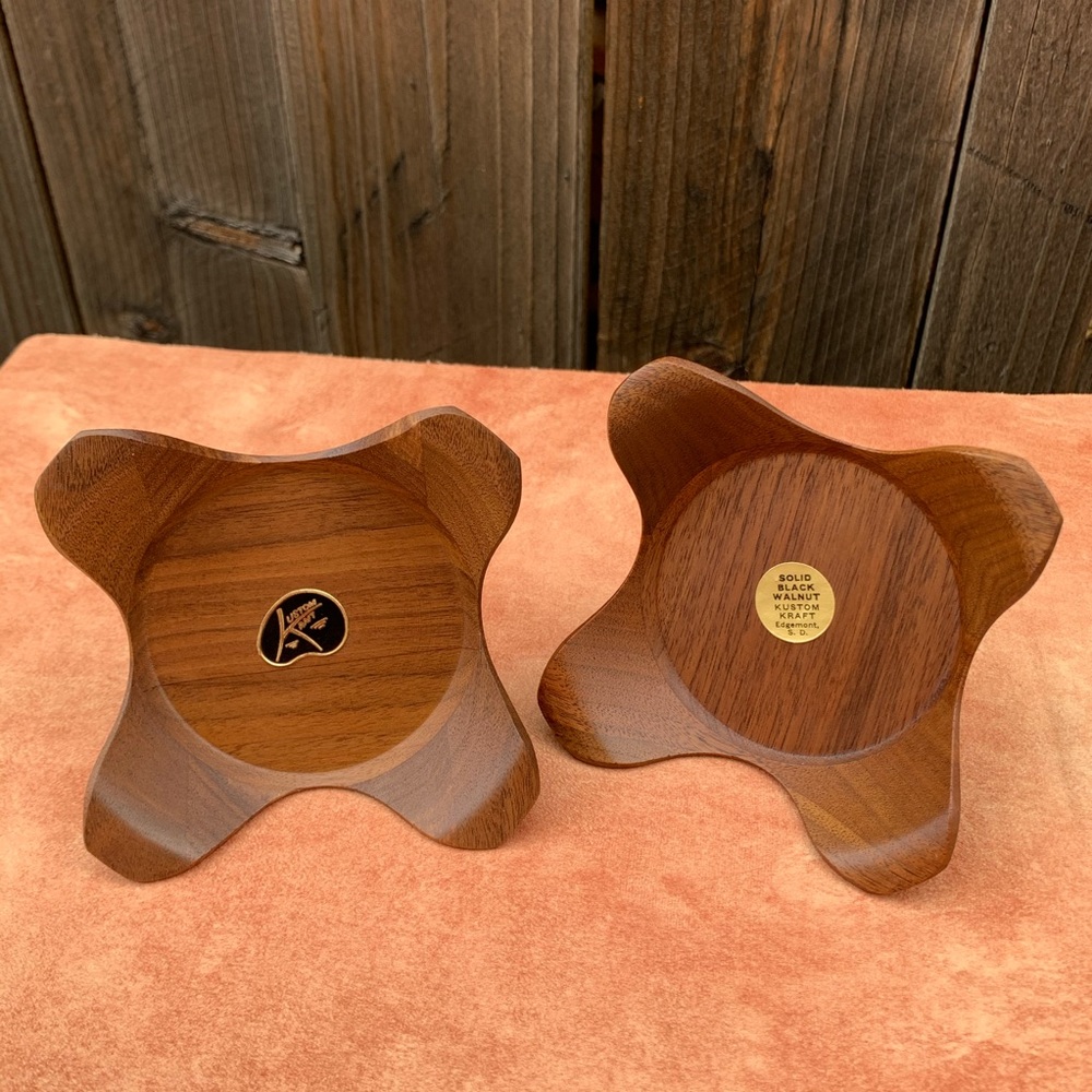 2 Mid-Century Danish Wood Vintage Candle Holders - Picture 5 of 8